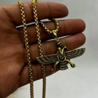 گردنبند فروهر مردانه-استیل آبکاری
