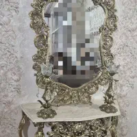 آینه شمعدان برنز با سنگ مرمر در حد نونو و رنگ ثابت