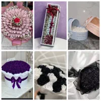 دسته گل و باکس گل روبانی