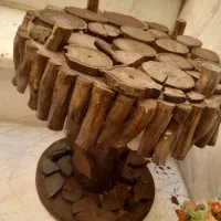 میز گلدون چوبی طبیعی مناسب دکور و حیاط