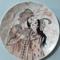 دیوارکوب سفالی نقاشی لعابی و اکرلیک