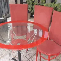 میز شیشه ای با صندلی