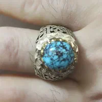 انگشتر نقره فیروزه نیشابوری سنگ چاه دوپوست ذات دار