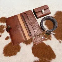 کیف پول و ست کامل چرم طبیعی دستدوز بهترین هدیه