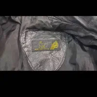 کاپشن چرم طبیعی مشکی برند خزر خز