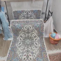 فرش گل ابریشم دست بافت بدون گره جفتی