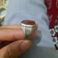 انگشتر  نقره کبودخطی  ، استخوانی خط ،  عقیق یمنی