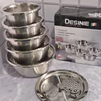سرویس لگن و آبکش و رنده استیل 6 پارچه