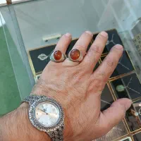 انگشتر نقره عیار ۹۲۵ با سنگ عقیق یمنی
