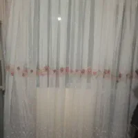 پرده سفید طورحریرطرح دار۶ متر ۱۷۰۰نارنجی ۳متر۱۳۰۰