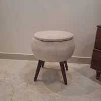 پاف صندلی پایه چوب باکس دار