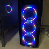 کیس کامپیوتر گیمینگ رندرینگ همراه با مانیتور pc