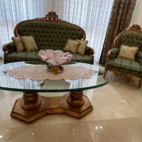 سرویس مبلمان و ناهارخوری استیل روکش ورق طلا