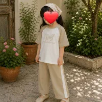 تیشرت شلوارک دخترانه با طرح پروانه