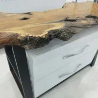 فروش میز چوب سنجد بدنه فلزی بهمراه دراور MDF