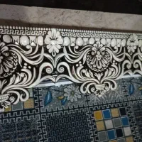 پرده ودکور پرده وکتیبه به همراه دوتا میل پرده