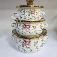 ظرف سه تکه مینا کاری شده