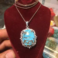 گردنبند نقره با سنگ فیروزه