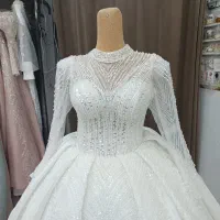 فروش لباس عروس یقه سه سانت حجاب