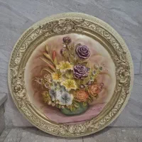 ۲ عدد تابلو گرد گل برجسته و دیوار کوب ماهی
