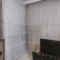 دو عدد پرده تور دانتل گلدوزی ، بهمراه چوب پرده