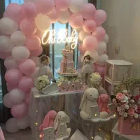 سه متر بادکنک سفید و صورتی