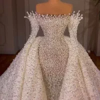 لباس عروس دو دامنه مدل ماهی  پفی دنباله دار اجاره
