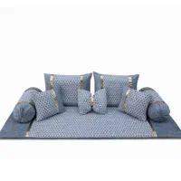 پشتی سنتی شاه نشین مخمل مبلی ست 8 تکه طوسی سرمه ای