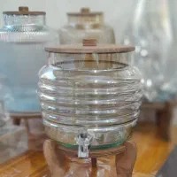 کلمن  شیشه ای درب و زیر چوب