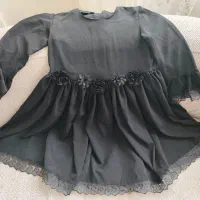 پیراهن دخترانه مشکی و سبز