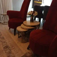 میز عسلی ، مبل تک دوتا زرشکی ، مبل دونفره و پاف