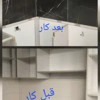 کاشی کاری  سرامیک کار کاشی بین کابینتی چسبی دوغابی
