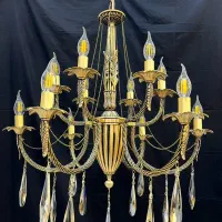 لوسترمدل گندمی تمام برنجی 10شعله سرپیچ e14 شاخه یو