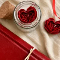 گیفت شمع رز قلبی  شیشه ای درجه یک  مناسب هدیه