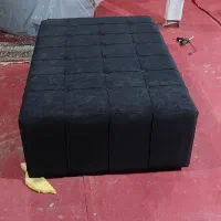 پاف بزرگ چرم پتینه مشکی مناسب آرایشگاه بوتیک