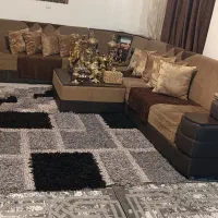 مبل هفت نفره ال راحتی همراه با بوفه در حدبسیار نو