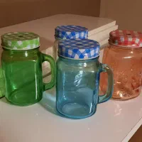 چهار عدد لیوان درب دار مخصوص آب میوه و شیک