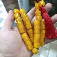 تسبیح کهربا قیچی بر درشت زرد شیخک بلند