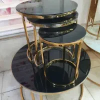 جلومبلی میز عسلی ۳ تیکه جلو مبلی چوب فلزی (تولیدی)