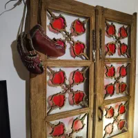 دو لنگه درب شیشه رنگی آنتیک