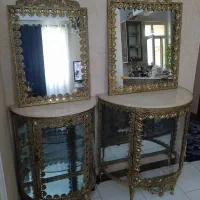 آینه کنسول آینه ویترین برنز برنجی برنزی برنج