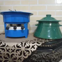 چراغ سه فتیله ای نفتی خوراک پزی با دیگ گلی