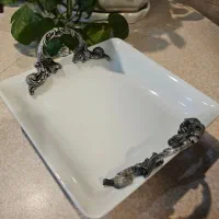 ظرف شکلات و شیرینی خوری چینی سفید