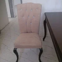 میز غذا خوری شش نفره چوبی پایه باز شو با صندلی