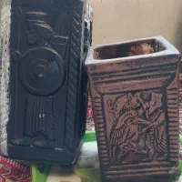 رگال لباس گل ۲ تا گلدان گلدون سفالی بزرگ