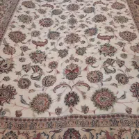 فرش دستباف افشان کرم جفت ۹