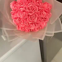دسته گل رز روبانی