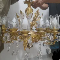 لوستر سالم و شیک ۱۲ شعله  با لاله