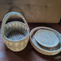 سبد پیکنیک و سینی حصیری کپو بافی