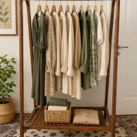 رگال چوبی لباس دست‌ساز با طبقه پایین